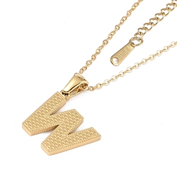 Letter W Ion Plating(IP) Initial Letter 304 Stainless Steel Pendant Necklaces, Real 18K Gold Plated, Letter W, 15.87 inch(40.3cm), Pendant: about 16.5x18.5mm