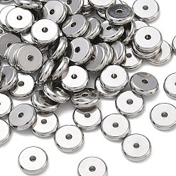 Couleur Acier Inoxydable 304 perles d'espacement en acier inoxydable, rondelle, couleur inox, 8x2mm, Trou: 1.4mm, environ 90 pcs / sachet 