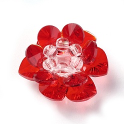 Red Glass Woven Beads, Cluster Beads, Lotus, Red, 25~28x14mm, Hole: 5mm
