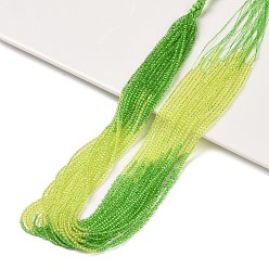 Зелено-Желтый Прозрачный градиент цвета стеклянные бусины пряди, сегментированные разноцветные бусины, граненые круглые, зеленый желтый, 2 мм, отверстие : 0.5 мм, около 160~178 шт / нитка, 13.58 ~14.17 дюйм (34.5~36 см)