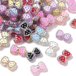 (52) Непрозрачная лаванда Непрозрачные акриловые бусины с УФ-покрытием, радужный, бантом, с эмалью, разноцветные, 16x25.5x9.5 мм, отверстие : 3 мм