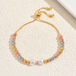 (52) Непрозрачная лаванда Трехцветные латунные браслеты-слайдеры в богемном стиле, круглые браслеты из бисера для женщин, бантом, с имитацией жемчуга, разноцветные, внутренний диаметр: 6-1/4 дюйм (16 см) ~ 10-1/4 дюйм (26 см)