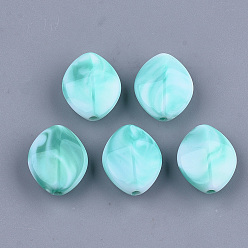 Dark Turquoise Acrylic Beads, Imitation Gemstone Style, Two Tone, Horse Eye, Dark Turquoise, 16x13x7.5mm, Hole: 1.6mm, about 745pcs/500g