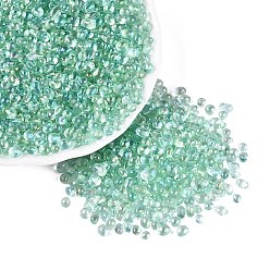 Medium Aquamarine Transparent Electroplate Glass Beads, Nuggets, AB Color Plated, Dyed, No Hole, Medium Aquamarine, 2~8x2~5x2~4mm, about 6428pcs/pound