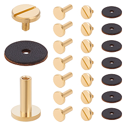 Кокосово-Коричневый Набор гвоздей из латуни с заклепками, с прокладками из коровьей кожи, плоско-круглые, кокосового коричневый, 14x10 мм, отверстие : 2.5 мм