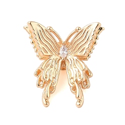 Белый Латунь со стеклянными бусинами, бабочка, без никеля , золотые, белые, 22x22x10 мм, отверстие : 2.5 мм