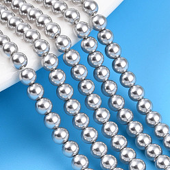 Гейнсборо Выпечка из окрашенного перламутрового стекла жемчужные бусинки, круглые, светло-серые, 4 мм, отверстие : 0.6 мм, около 103~104 шт / нитка, 15.75~15.94 дюйм (40~40.5 см)