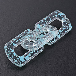 Sky Blue Transparent Acrylic Linking Rings, Quick Link Connectors, for Cable Chains Making, Twist Oval, Sky Blue, 30.5x20.5x4mm, Inner Diameter: 8x18mm