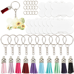 Другие Наборы для самостоятельного изготовления брелока-подвески из алюминия с двусторонней термопередачей, включают в себя кисточки из искусственной замши и железные брелоки, кость, 50.8x36.4x1 мм, отверстие : 4 мм