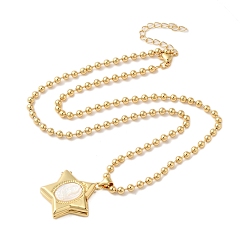 Звезда Настоящее 18k позолоченное латунное ожерелье с подвеской в виде шарика-медальона для женщин, звезда, 16.54 дюйм (42 см), Кулон : 24x22.5 мм