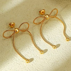 Золотой 304 из нержавеющей стали серьги, бантом, золотые, 51.4x29.8 мм