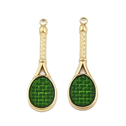 Настоящее золото 18K 304 нержавеющей стальной эмали подвески, ракетка, ионное покрытие (ip), ручная полировка, реальный 18 k позолоченный, 28x9x2 мм, отверстие : 1.4 мм