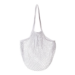 Gray Portable Cotton Mesh Grocery Bags, Reusable Net Shopping Handbag, Gray, 58.05cm, Bag: 35x38x1.8cm. 