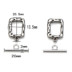 Rectangle Застежки-тоглы из нержавеющей стали, не тускнеющие, цвет нержавеющей стали, прямоугольные, Сердце: 21x20 mm, бар: 20x2 mm, 4 шт / комплект
