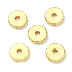 Настоящее золото 18K Латунные бусины, плоский круглый / dics, стойки покрытие, без кадмия и без свинца, реальный 18 k позолоченный, 7.8x1.5 мм, отверстие : 1.8 мм