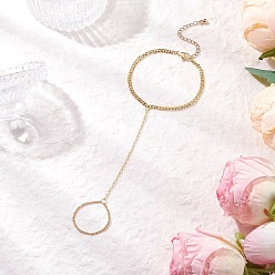 Золотой Латунные витые панцирные цепи браслеты-кольца для женщин, золотые, 6-7/8 дюйм (17.5 см)