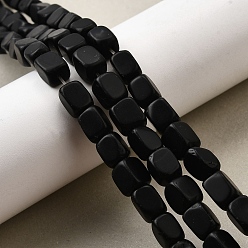 Black Onyx Бусины из натурального черного оникса, матовые, кубоид, окрашенная и подогревом, 7.5~9.5x6~7x6~7 мм, отверстие : 1.2 мм, около 44 шт / нитка, 14.96~15.35'' (38~39 см)