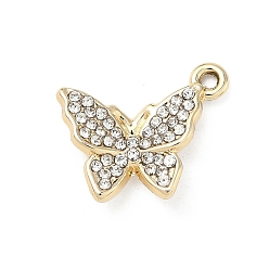 Золотой Подвески из сплава и страза, бабочки прелести, uv покрытие, золотые, 15.5x19x3~4 мм, отверстие : 1.6 мм