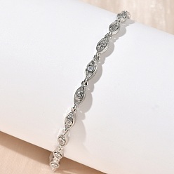 Платина Браслеты-цепочки с микропаве из прозрачных кубических цирконий из латуни для женщин, стойки покрытие, долговечный, без кадмия и без свинца, платина, 7-1/4 дюйм (18.5 см)