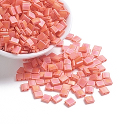 (TL406FR) Matte Opaque Orange AB MIYUKI TILA Beads, Japanese Seed Beads, 2-Hole, (TL406FR) Matte Opaque Orange AB, 5x5x1.9mm, Hole: 0.8mm, about 590pcs/50g