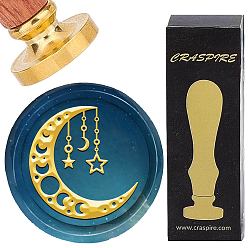 Луна Латунная восковая печать с деревянной ручкой, для diy scrapbooking, луна, 25 мм