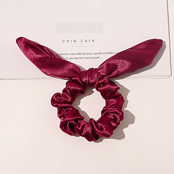 Темно-Красный Эластичные аксессуары для волос из полиэстера с кроличьими ушками, для девочек или женщин, сменная тканевая резинка для волос / резинки для волос, темно-красный, 80 мм