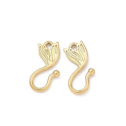 Настоящее золото 18K Рыбий хвост 304 крючки из нержавеющей стали, ионное покрытие (ip), реальный 18 k позолоченный, 14x7x1 мм, отверстие : 1 мм