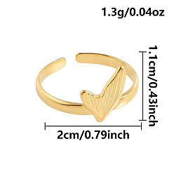 Настоящее золото 18K 304 открытые кольца манжеты из нержавеющей стали, рыбий хвост, реальный 18 k позолоченный, 11 мм, внутренний диаметр: 20 мм