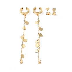 Сердце Серьги-каффы из латуни для женщин, без кадмия и без свинца, долговечный, реальный 18 k позолоченный, сердце, 6x6 мм