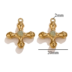 Авантюрин Подвески из натурального серого авантюрина, из нержавеющей стали поиска, крестик, 20 мм, отверстие : 2 мм