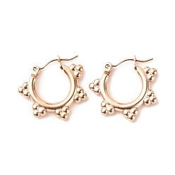 Розовое Золото Ионное покрытие (ip) 304 серьги-кольца из нержавеющей стали для женщин, розовое золото , 19x21 мм, штифты : 0.8 мм
