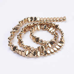 Светло-Золотое Покрытие Гальванизировать немагнитных синтетический гематит бисер пряди, прямоугольные, свет позолоченные, 8x4x2 мм, отверстие : 1 мм, около 98~102 шт / нитка, 15.5 дюйм (39.5 см)