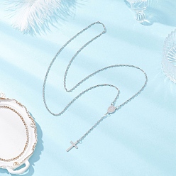 Нержавеющая Сталь Цвет 201 Подвеска-крестик из нержавеющей стали 304 Ожерелья из нержавеющей стали с цепочкой «Сингапур» для женщин и мужчин, не тускнеет, цвет нержавеющей стали, 24.25 дюйм (61.6 см)