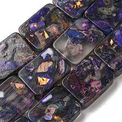 Темно-Фиолетовый Окрашенная натуральная императорская яшма с нитями смоляных бусин, прямоугольные, темно-фиолетовый, 16x12x6 мм, отверстие : 1.2 мм, около 11 шт / нитка, 7.09 дюйм (18 см)