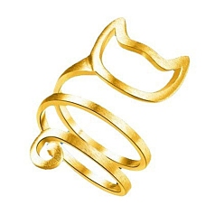 Golden Alloy Rings for Women, Cat Shape, Golden, Inner Diameter: 18mm
