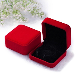 Красный Бархатная шкатулка для браслетов, квадратная шкатулка для драгоценностей, красные, 9x9x4 см