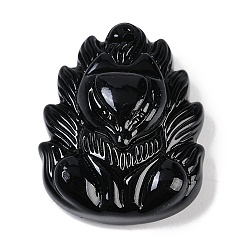 Черный Стеклянные подвески, лиса прелести, чёрные, 30x24x10 мм, отверстие : 1 мм