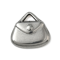 Нержавеющая Сталь Цвет 304 прелести нержавеющей стали, сумочка, цвет нержавеющей стали, 12x12.5x2.5 мм, отверстие : 2x2.5 мм