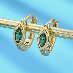 Настоящее золото 18K Латунные микро проложить серьги обруча кубического циркония, стойки покрытие, долговечный, без кадмия и без свинца, лошадиный глаз , реальный 18 k позолоченный, 13.5x12x7.5 мм