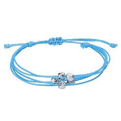 Темно-Голубой Браслеты из многожильных бусин из вощеного шнура в стиле бохо, регулируемые женские браслеты из полигональных бусин, глубокое синее небо, периметр: 5-7/8~11 дюйм (15~28 см)