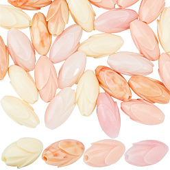 Couleur Mélangete 40 pièces 4 perles de corail synthétique et de résine teintées en couleurs, forme de bouton de fleur, couleur mixte, 15.5x7.5mm, Trou: 1.5mm, 10 pcs / couleur