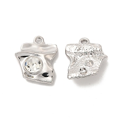 Clear Glass Twist Polygon Pendants, with Platinum Alloy Finding, Long-Lasting Plated, Cadmium Free & Lead Free, Clear, 18x15x5.5mm, Hole: 1.6mm