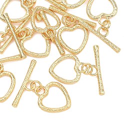 Настоящее золото 18K Латуни Переключить застежками, без кадмия, без никеля и без свинца, текстурированное сердце, реальный 18 k позолоченный, Сердце: 16.5x14x2 mm, Кольцо: 6x22x2 mm, отверстие : 2.5 мм