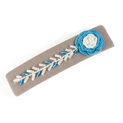White DIY Embroidery Flower Pattern Hair Clips Kits, Including Embroidery Cloth & Thread, Needle, Embroidery Hoop, Instruction Sheet, White, 90x20mm