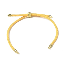 Gold 3MM Adjustable Round Nylon Braided Cord Bracelet Making, with Golden Brass Findings, Fit for Connector Charms, Gold, 8.66 inch(22cm), Hole: 1.5mm
