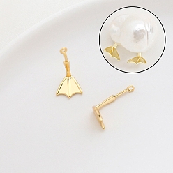 Настоящее золото 18K Латунные штифты, для изготовления жемчуга в стиле барокко призрачной ведьмы, форма утиной паутины, реальный 18 k позолоченный, 10x9 мм