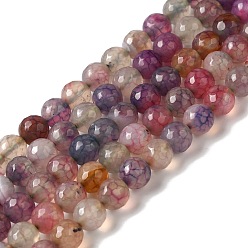Средний Фиолетовый Окрашенные и нагретые нити натуральных агатовых бус с жилами дракона, граненые, круглые, средне фиолетовый, 8 мм, отверстие : 1.2 мм, около 48 шт / нитка, 14.69'' (37.3 см)