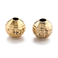 Real 24K Gold Plated Brass Beads, Long-Lasting Plated, Faceted, Round, Real 24K Gold Plated, 8x7.5mm, Hole: 2mm