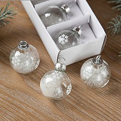White Glass Pendants, for Party Decoration, Round, White, 40mm, 6pcs/set