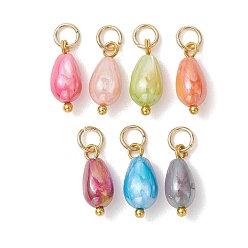 (52) Непрозрачная лаванда Окрашенные оболочки подвески естественных пресноводных, Подвески в форме капли цвета ab с фурнитурой из нержавеющей стали, золотые, разноцветные, 304 мм, Перейти кольцо: 14x6 мм, внутренний диаметр: 5x0.8 мм